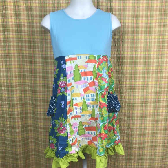 Matilda Jane Girls Blue Floral Panel Dress 14 - Picture 1 of 7